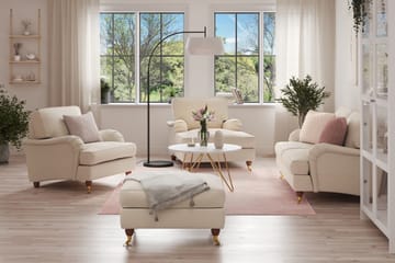 Howard Lyx Sofagruppe 2-seters Sofa + Divanstol + Lenestol + Fotskammel i Stoff - Beige - Møbler - Sofaer - Sofagrupper - Howard sofagruppe