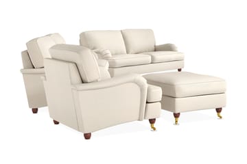 Howard Lyx Sofagruppe 3-seters + 2-seters Sofa + Lenestol + Fotskammel i Stoff - Beige - Møbler - Sofaer - Sofagrupper - Howard sofagruppe
