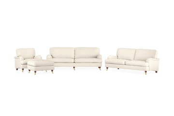 Howard Lyx Sofagruppe 3-seters + 2-seters Sofa + Lenestol + Fotskammel i Stoff - Beige - Møbler - Sofaer - Sofagrupper - Howard sofagruppe