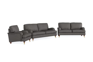 Howard Lyx Sofagruppe 3-seters + 2-seters Sofa + Lenestol i Stoff - Mørk grå - Møbler - Sofaer - Sofagrupper - Sofagruppe 3 2 1