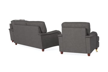 Howard Lyx Sofagruppe 3-seters + 2-seters Sofa + Lenestol i Stoff - Mørk grå - Møbler - Sofaer - Sofagrupper - Sofagruppe 3 2 1