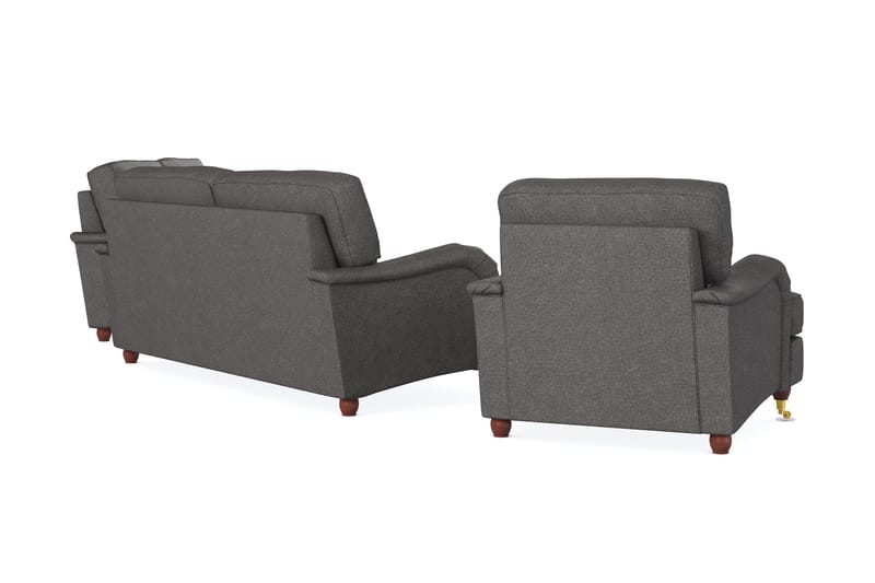 Howard Lyx Sofagruppe 3-seters + 2-seters Sofa + Lenestol i Stoff - Mørk grå - Møbler - Sofaer - Sofagrupper - Sofagruppe 3 2 1