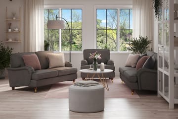 Howard Lyx Sofagruppe 3-seters + 2-seters Sofa + Lenestol i Stoff - Mørk grå - Møbler - Sofaer - Sofagrupper - Sofagruppe 3 2 1