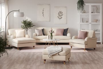 Howard Lyx Sofagruppe 3-seters Sofa + Divanstol + Lenestol + Fotskammel i Stoff - Beige - Møbler - Sofaer - Sofagrupper - Howard sofagruppe