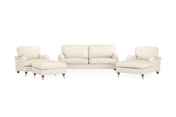 Howard Lyx Sofagruppe 3-seters Sofa + Divanstol + Lenestol + Fotskammel i Stoff