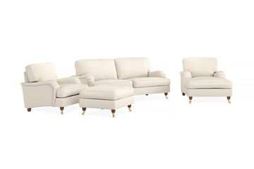 Howard Lyx Sofagruppe 3-seters Sofa + Divanstol + Lenestol + Fotskammel i Stoff - Beige - Møbler - Sofaer - Sofagrupper - Howard sofagruppe