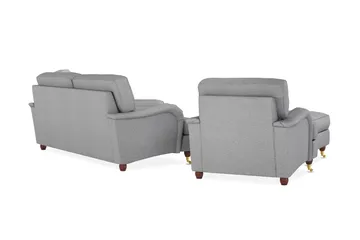 Howard Lyx Sofagruppe 3-seters Sofa + Divanstol + Lenestol + Fotskammel i Stoff - Lys grå - Møbler - Sofaer - Sofagrupper - Howard sofagruppe