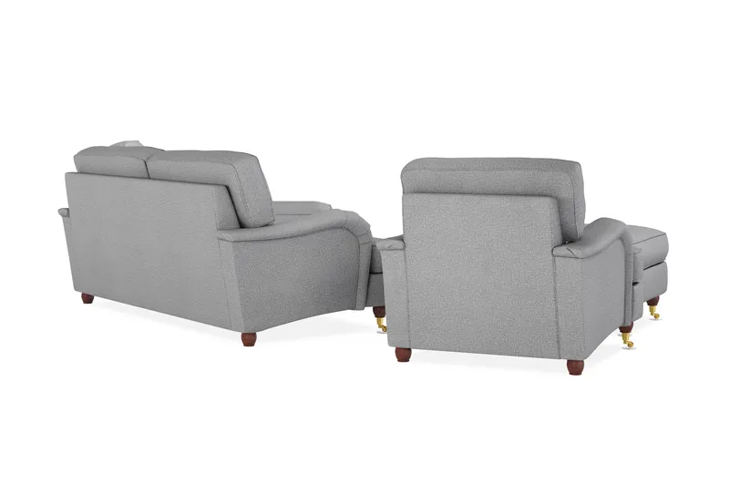 Howard Lyx Sofagruppe 3-seters Sofa + Divanstol + Lenestol + Fotskammel i Stoff - Lys grå - Møbler - Sofaer - Sofagrupper - Howard sofagruppe