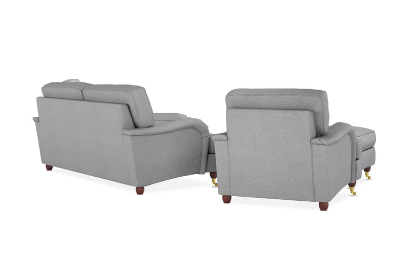 Howard Lyx Sofagruppe 3-seters Sofa + Divanstol + Lenestol + Fotskammel i Stoff - Lys grå - Møbler - Sofaer - Sofagrupper - Howard sofagruppe