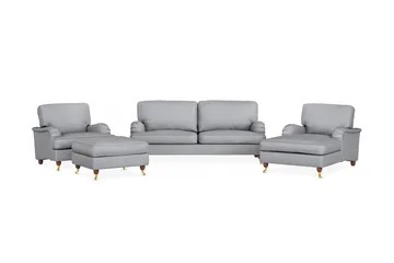 Howard Lyx Sofagruppe 3-seters Sofa + Divanstol + Lenestol + Fotskammel i Stoff - Lys grå - Møbler - Sofaer - Sofagrupper - Howard sofagruppe