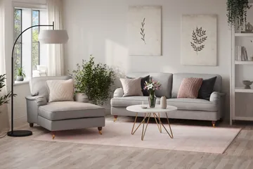 Howard Lyx Sofagruppe 3-seters Sofa + Divanstol i Stoff - Lys grå - Møbler - Sofaer - Sofagrupper - Howard sofagruppe