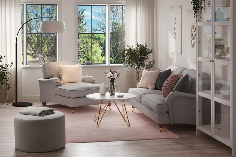 Howard Lyx Sofagruppe 3-seters Sofa + Divanstol i Stoff - Lys grå - Møbler - Sofaer - Sofagrupper - Howard sofagruppe