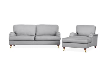 Howard Lyx Sofagruppe 3-seters Sofa + Divanstol i Stoff - Lys grå - Møbler - Sofaer - Sofagrupper - Howard sofagruppe