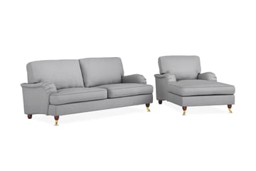 Howard Lyx Sofagruppe 3-seters Sofa + Divanstol i Stoff - Lys grå - Møbler - Sofaer - Sofagrupper - Howard sofagruppe