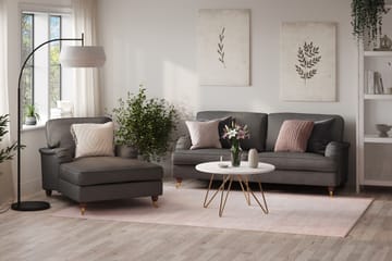 Howard Lyx Sofagruppe 3-seters Sofa + Divanstol i Stoff - Mørk grå - Møbler - Sofaer - Sofagrupper - Howard sofagruppe