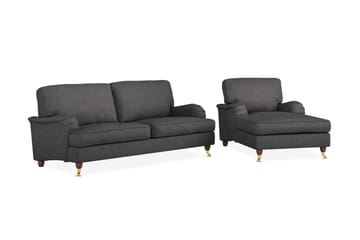 Howard Lyx Sofagruppe 3-seters Sofa + Divanstol i Stoff - Mørk grå - Møbler - Sofaer - Sofagrupper - Howard sofagruppe
