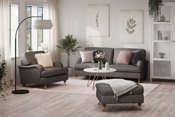 Howard Lyx Sofagruppe 3-seters Sofa + Lenestol + Fotskammel i Stoff - Mørk grå - Møbler - Sofaer - Sofagrupper - Howard sofagruppe