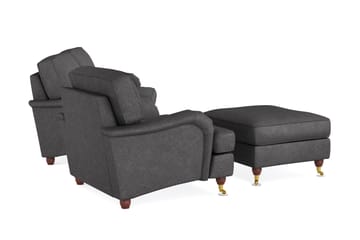 Howard Lyx Sofagruppe 3-seters Sofa + Lenestol + Fotskammel i Stoff - Mørk grå - Møbler - Sofaer - Sofagrupper - Howard sofagruppe