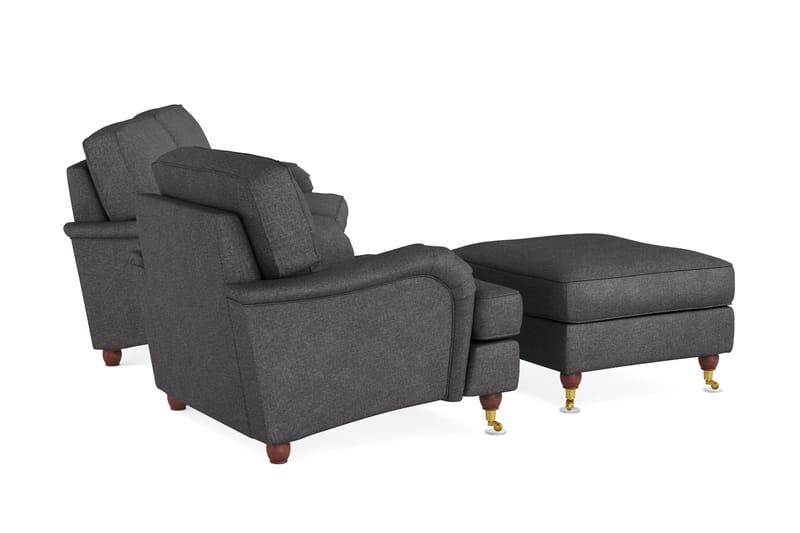 Howard Lyx Sofagruppe 3-seters Sofa + Lenestol + Fotskammel i Stoff - Mørk grå - Møbler - Sofaer - Sofagrupper - Howard sofagruppe