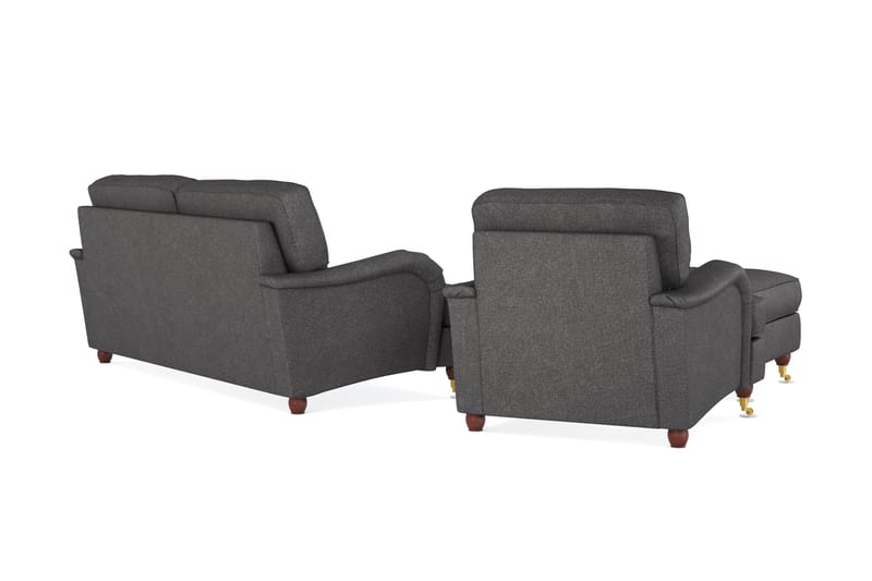 Howard Lyx Sofagruppe 3-seters Sofa + Lenestol + Fotskammel i Stoff - Mørk grå - Møbler - Sofaer - Sofagrupper - Howard sofagruppe