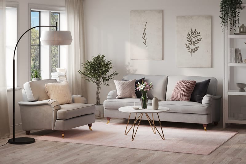 Howard Lyx Sofagruppe 3-seters Sofa + Lenestol i Stoff - Lys grå - Møbler - Sofaer - Sofagrupper - Howard sofagruppe