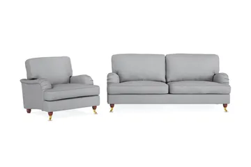 Howard Lyx Sofagruppe 3-seters Sofa + Lenestol i Stoff - Lys grå - Møbler - Sofaer - Sofagrupper - Howard sofagruppe