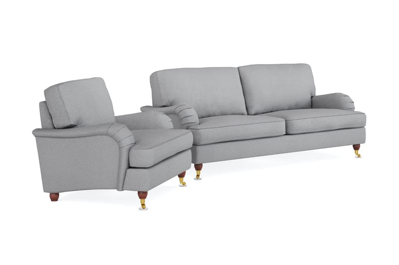 Howard Lyx Sofagruppe 3-seters Sofa + Lenestol i Stoff - Lys grå - Møbler - Sofaer - Sofagrupper - Howard sofagruppe