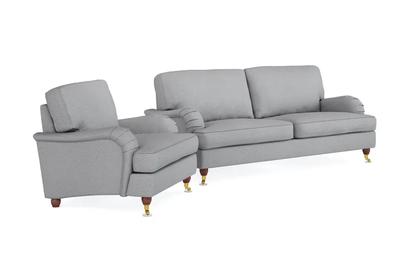 Howard Lyx Sofagruppe 3-seters Sofa + Lenestol i Stoff - Lys grå - Møbler - Sofaer - Sofagrupper - Howard sofagruppe
