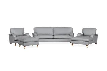Howard Lyx Sofagruppe 3-seters Svingt Sofa + Divanstol + Lenestol + Fotskammel i Stoff - Lys grå - Møbler - Sofaer - Sofagrupper - Howard sofagruppe