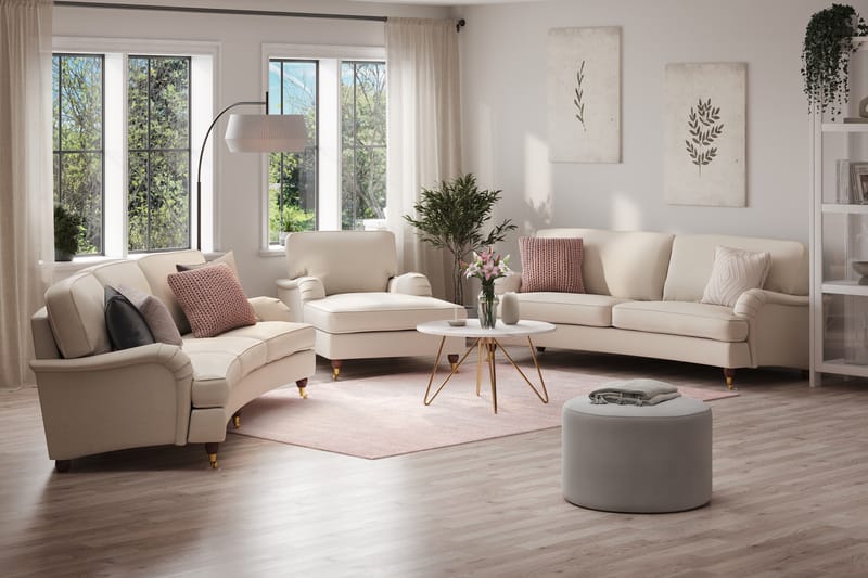 Howard Lyx Sofagruppe 4-seter + 3-seter Bøyd Stoffsofa - Beige - Møbler - Sofaer - Sofagrupper - Howard sofagruppe