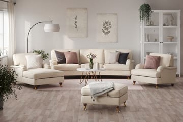 Howard Lyx Sofagruppe 4-seter + 3-seter Bøyd Stoffsofa - Beige - Møbler - Sofaer - Sofagrupper - Howard sofagruppe