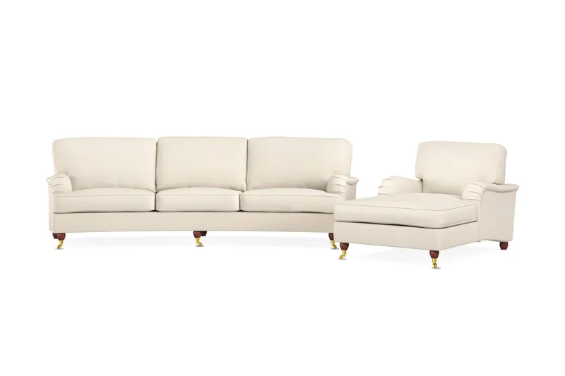 Howard Lyx Sofagruppe 4-seter + 3-seter Bøyd Stoffsofa, Beige