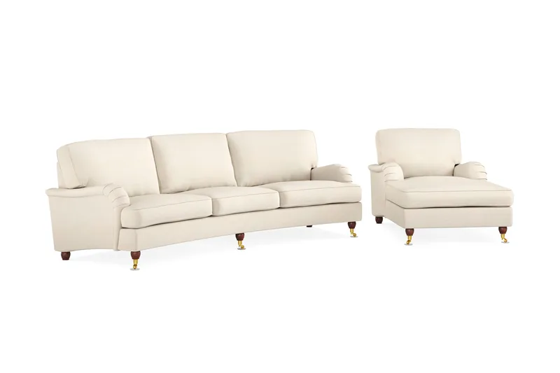 Howard Lyx Sofagruppe 4-seter + 3-seter Bøyd Stoffsofa - Beige - Møbler - Sofaer - Sofagrupper - Howard sofagruppe
