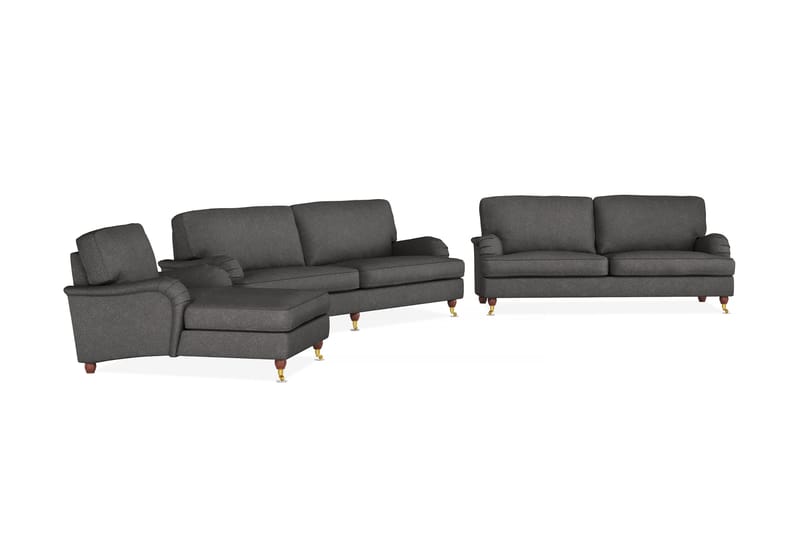 Howard Lyx Sofagruppe 4-seters + 3-seters Sofa + Divanstol i Stoff - Mørk grå - Møbler - Sofaer - Sofagrupper - Howard sofagruppe