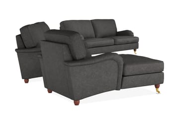 Howard Lyx Sofagruppe 4-seters + 3-seters Sofa + Divanstol i Stoff - Mørk grå - Møbler - Sofaer - Sofagrupper - Howard sofagruppe
