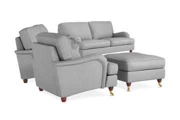 Howard Lyx Sofagruppe 4-seters + 3-seters Sofa + Lenestol + Fotskammel i Stoff - Lys grå - Møbler - Sofaer - Sofagrupper - Howard sofagruppe