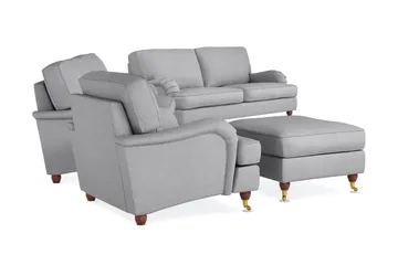 Howard Lyx Sofagruppe 4-seters + 3-seters Sofa + Lenestol + Fotskammel i Stoff - Lys grå - Møbler - Sofaer - Sofagrupper - Howard sofagruppe