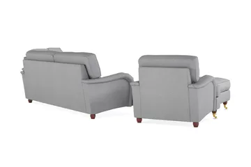 Howard Lyx Sofagruppe 4-seters + 3-seters Sofa + Lenestol + Fotskammel i Stoff - Lys grå - Møbler - Sofaer - Sofagrupper - Howard sofagruppe