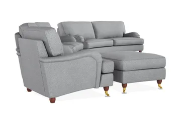Howard Lyx Sofagruppe 4-seters + 3-seters Svingt Sofa + Lenestol + Fotskammel i Stoff - Lys grå - Møbler - Sofaer - Sofagrupper - Howard sofagruppe