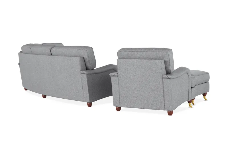 Howard Lyx Sofagruppe 4-seters + 3-seters Svingt Sofa + Lenestol + Fotskammel i Stoff - Lys grå - Møbler - Sofaer - Sofagrupper - Howard sofagruppe
