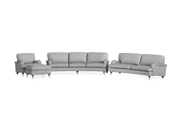Howard Lyx Sofagruppe 4-seters + 3-seters Svingt Sofa + Lenestol + Fotskammel i Stoff - Lys grå - Møbler - Sofaer - Sofagrupper - Howard sofagruppe