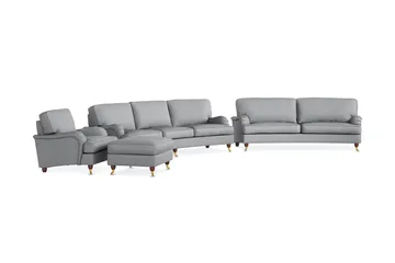 Howard Lyx Sofagruppe 4-seters + 3-seters Svingt Sofa + Lenestol + Fotskammel i Stoff - Lys grå - Møbler - Sofaer - Sofagrupper - Howard sofagruppe