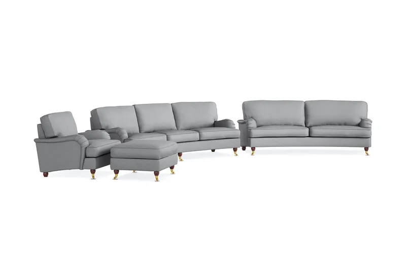 Howard Lyx Sofagruppe 4-seters + 3-seters Svingt Sofa + Lenestol + Fotskammel i Stoff - Lys grå - Møbler - Sofaer - Sofagrupper - Howard sofagruppe