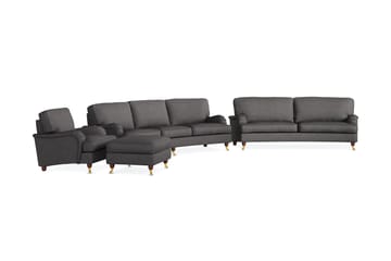 Howard Lyx Sofagruppe 4-seters + 3-seters Svingt Sofa + Lenestol + Fotskammel i Stoff - Mørk grå - Møbler - Sofaer - Sofagrupper - Howard sofagruppe