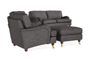 Howard Lyx Sofagruppe 4-seters + 3-seters Svingt Sofa + Lenestol + Fotskammel i Stoff - Mørk grå - Møbler - Sofaer - Sofagrupper - Howard sofagruppe