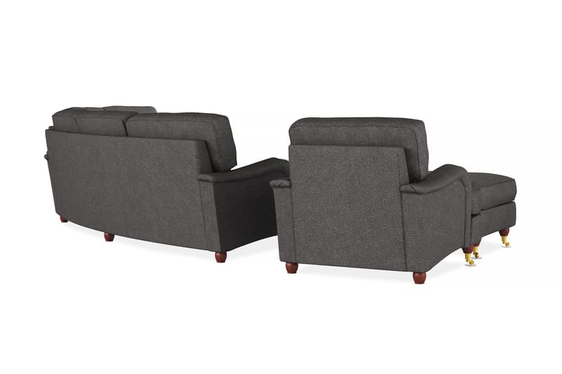 Howard Lyx Sofagruppe 4-seters + 3-seters Svingt Sofa + Lenestol + Fotskammel i Stoff - Mørk grå - Møbler - Sofaer - Sofagrupper - Howard sofagruppe
