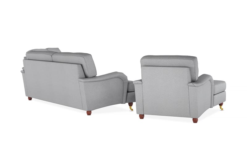 Howard Lyx Sofagruppe 4-seters + 3-seters Sofa + Divanstol i Stoff - Lys grå - Møbler - Sofaer - Sofagrupper - Howard sofagruppe