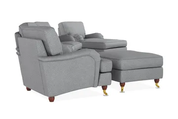 Howard Lyx Sofagruppe 4-seters Svingt Sofa + Divanstol + Lenestol + Fotskammel i Stoff - Lys grå - Møbler - Sofaer - Sofagrupper - Howard sofagruppe