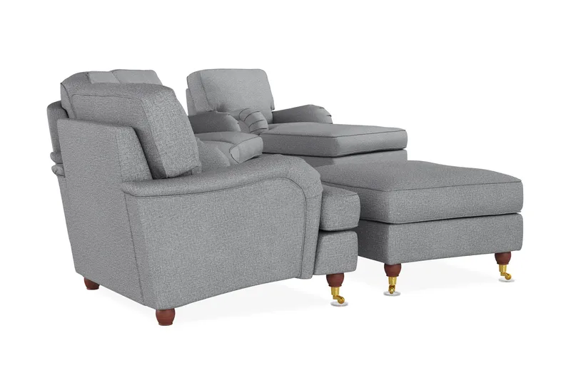 Howard Lyx Sofagruppe 4-seters Svingt Sofa + Divanstol + Lenestol + Fotskammel i Stoff - Lys grå - Møbler - Sofaer - Sofagrupper - Howard sofagruppe