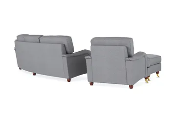 Howard Lyx Sofagruppe 4-seters Svingt Sofa + Divanstol + Lenestol + Fotskammel i Stoff - Lys grå - Møbler - Sofaer - Sofagrupper - Howard sofagruppe
